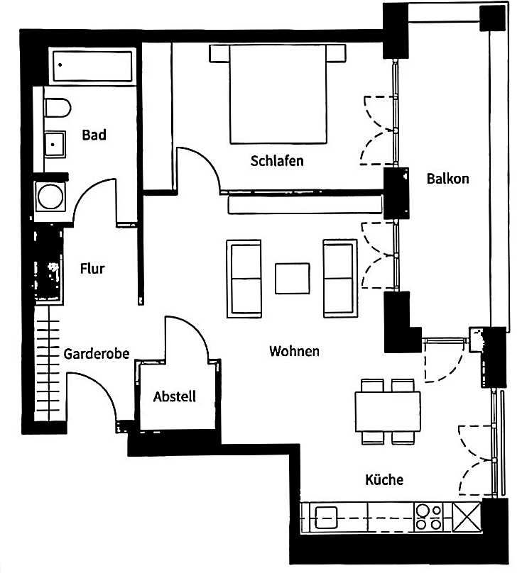 City-Residence: Sehr schöne 2-Zimmer-Neubauwohnung mit TG-Stellplatz in Niederrad - Photo 1